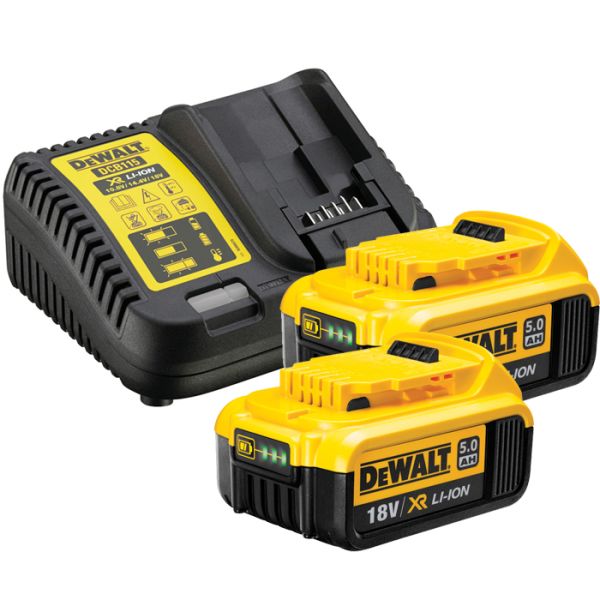 DCB115P2 Dewalt Ladepakke | Kjøp på nett hos Staypro.no DeWalt DCB115P2 batterier og lader | XR 18V 5,0Ah | Verktøy.no