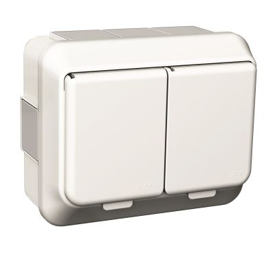 Schneider Electric Exxact WDE002290 Seinäpistorasia 2-osainen, valkoinen, IP44, pinta-asennettava