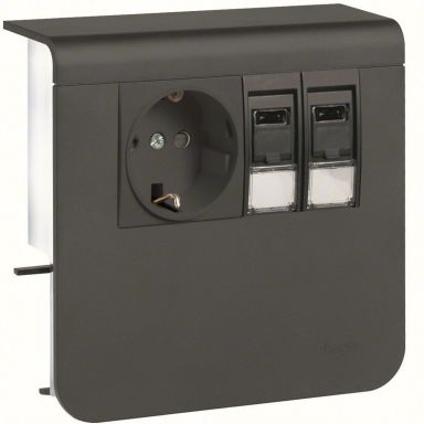 Hager SL200559209011 Uttak 1-veis + 2 x RJ45, 55 mm