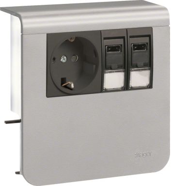 Hager SL20080920D1 Uttak 1-veis + 2 x RJ45, 80 mm