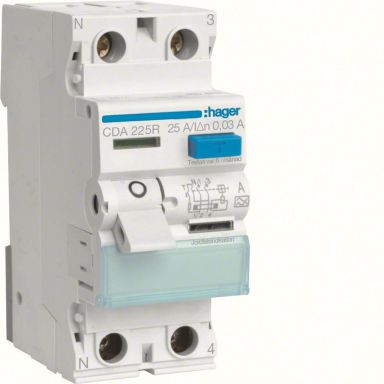 Hager CDA225R Jordfeilbryter 2-polet, 30 mA, A
