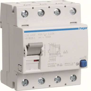 Hager CDB440F Jordfelsbrytare 4-polig, B, 40A