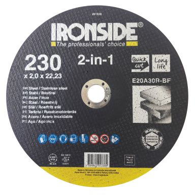 Ironside 201338 Kappskive 230 mm, F41, E20A, 2in1
