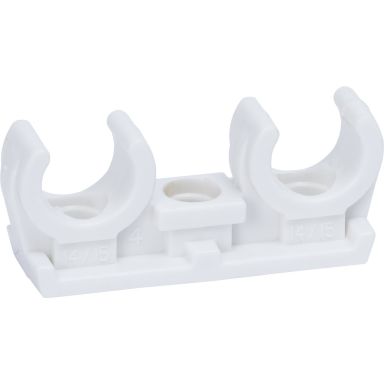 Gelia 3000501262 Rörklämma dubbel plast, vit, 2-pack