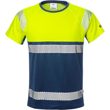 Fristads 7518 THV T-shirt varselgul/marinblå