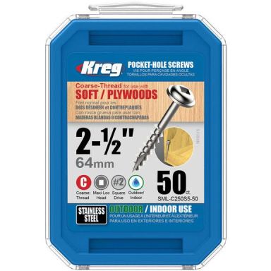 Kreg SML-C250S5-50 Skruv 64 mm, rostfri