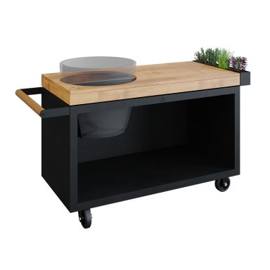OFYR Kamado Table 135 PRO Black Teak BGE Arbetsbord skärbräda i teak