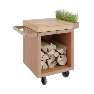 OFYR Mise en Place Table Corten PRO 65 TW Arbetsbord skärbräda i teak