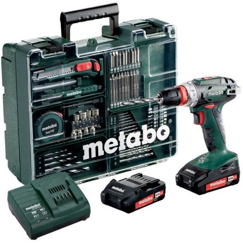 1110903 Metabo BS 18 QUICK SET Borrskruvdragare 2,0Ah batterier, laddare och tillbehör