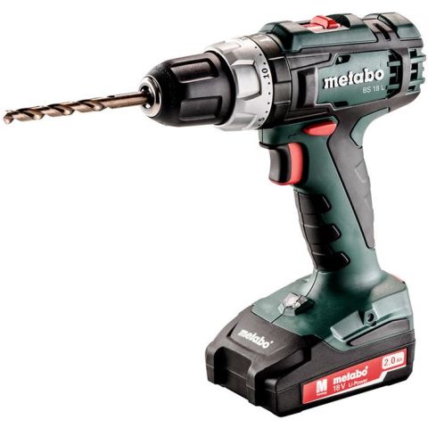 1110208 Metabo BS 18 L Borrskruvdragare med 2,0Ah batterier och laddare