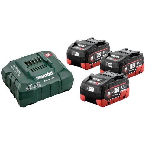 1110360 Metabo Bas-set Laddpaket 3st 5,5Ah batterier