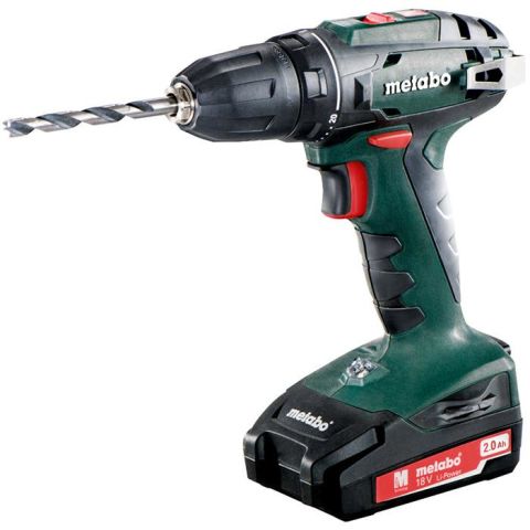 1110381 Metabo BS 18 Borrskruvdragare med 2,0Ah batterier och laddare