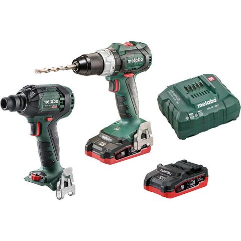 1110380 Metabo BS 18 LT BL + SSW 18 LTX 300 BL Verktygspaket med 3,5Ah batterier och laddare