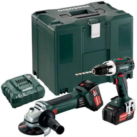 1110836 Metabo BS 18 LT + W 18 LTX 125 QUICK Verktygspaket med 4,0Ah batterier och laddare