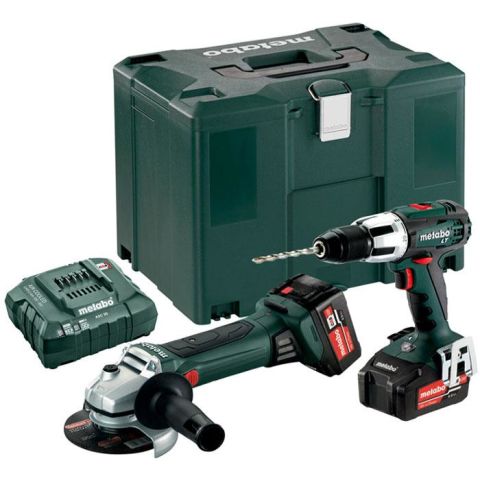 1110837 Metabo SB 18 LT + W 18 LTX 125 QUICK Verktygspaket med 4,0Ah batterier och laddare