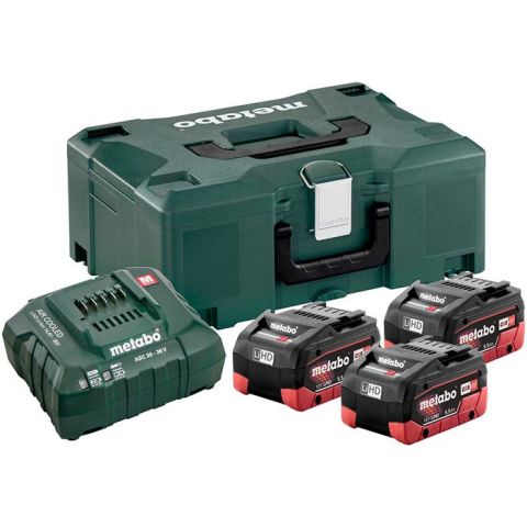 1110931 Metabo Bas-set Laddpaket 3st 5,5Ah batterier, laddare och väska