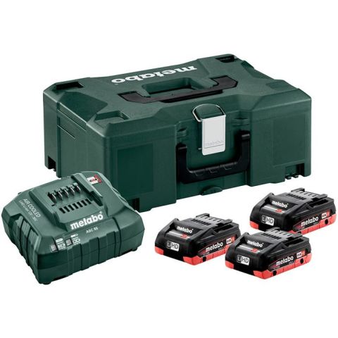 1110932 Metabo Bas-set Laddpaket 3st 4,0Ah batterier, laddare och väska