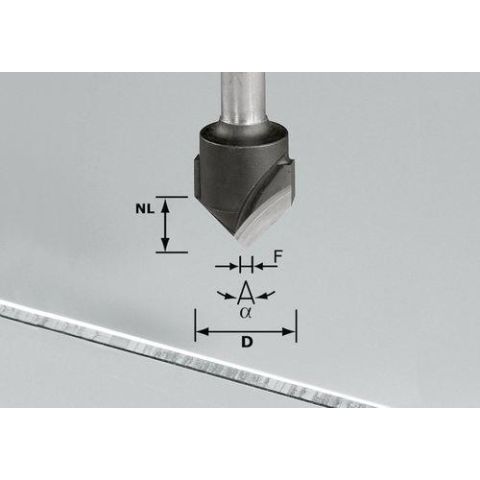 1120762 Festool HW S8 D18-90° V-notfräs aluminium, 8mm spindel