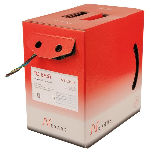 Asennuskaapeli Nexans FQ Easy H07Z1-R, 450/750 V, kerrattu 5G1,5 mm²