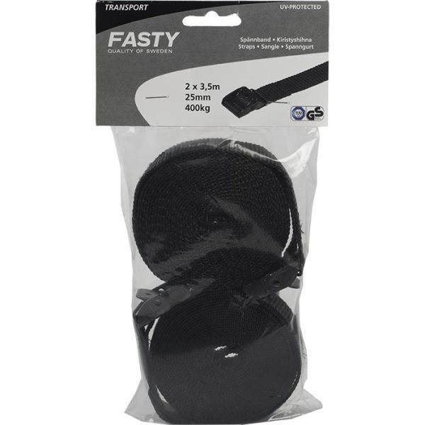 Spännrem Fasty 139 2-pack, transport Svart, 3500 mm