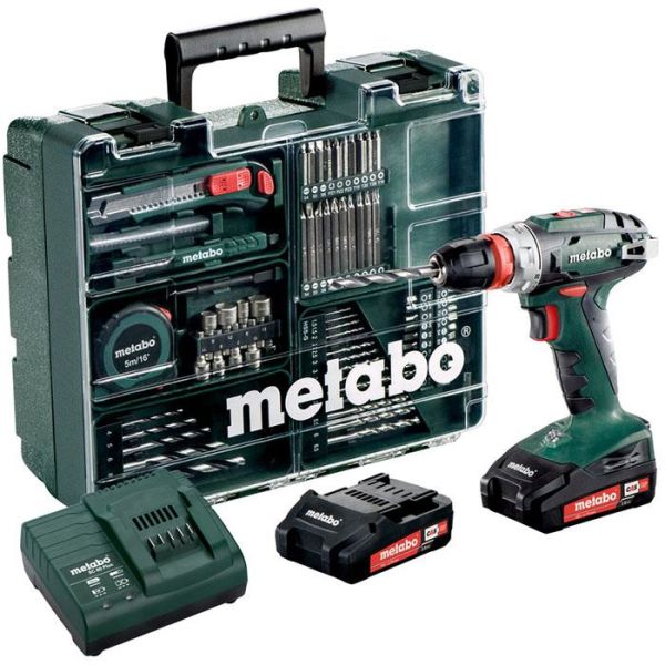 Borrskruvdragare Metabo BS 18 QUICK SET 2,0Ah batterier, laddare och tillbehör