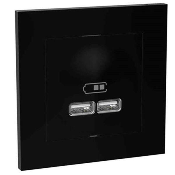 Laddstation Elko Plus infälld, 2 USB Svart