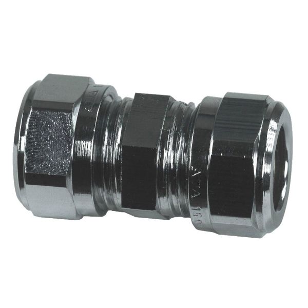 Klämringskoppling Gelia 3006111082 rak, koppar-koppar, krom 12 mm