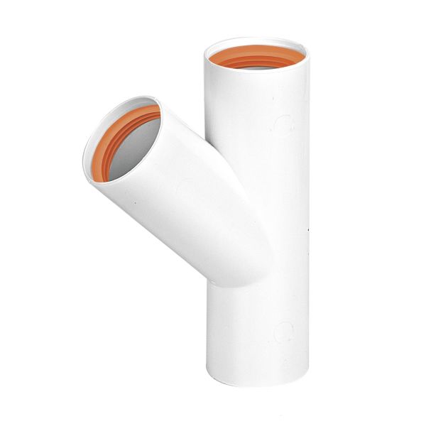 Grenrör Faluplast 2316125 45°, med gummitätning 32 mm