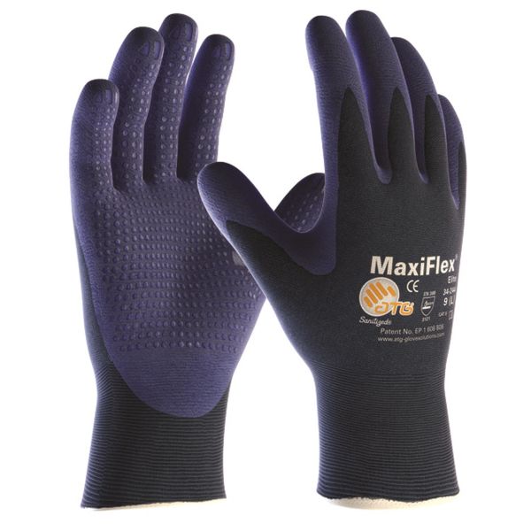 Montagehandske ATG MaxiFlex ELITE 34-244 blå med dot Strl 10