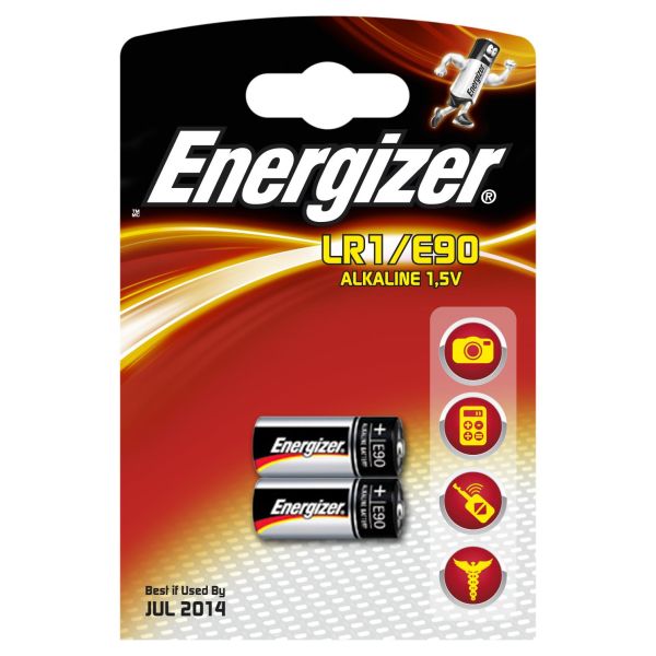 Alkaliskt batteri Energizer Alkaline LR1/E90 FSB2 1,5 V, 2-pack