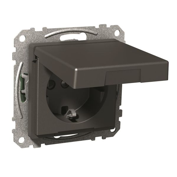 Vägguttag Schneider Electric WDE003177 1-vägs, jordat, lock Antracit