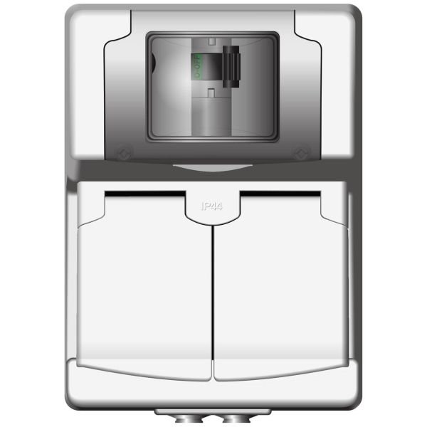 Vägguttag Norwesco 470051 med jordfelsbrytare, IP44, 16A/10MA