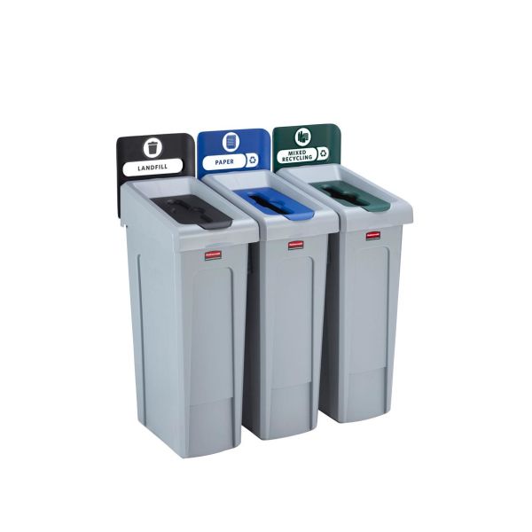 Sorteringsstasjon Rubbermaid Slim Jim deponi/papir/blandet