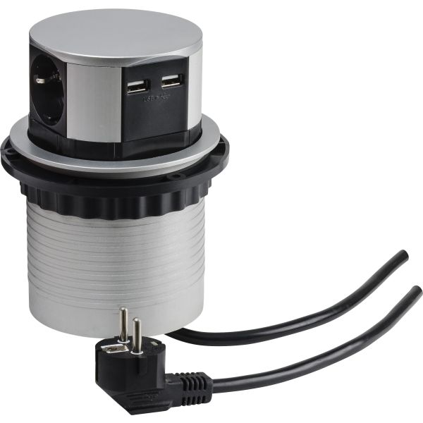 Grenuttag Gelia 19045601 3-vägs + 2 st USB