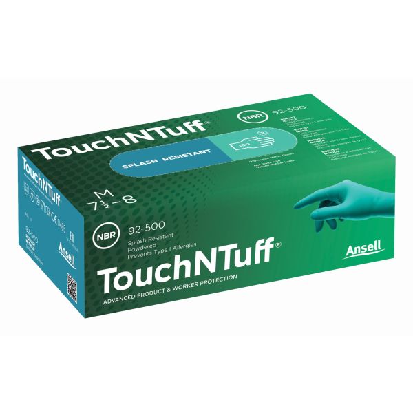 Engångshandske Ansell 92-500 Grön nitril, Pudrad Strl 9,5-10, 100-pack