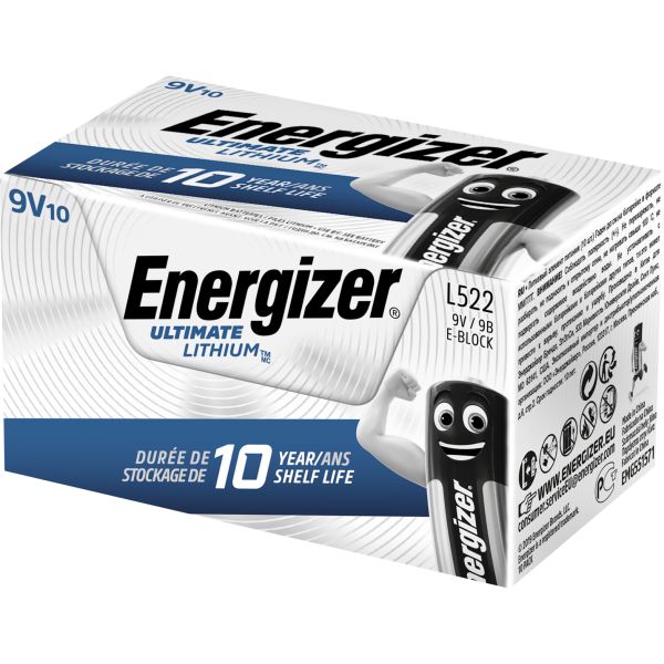 Litiumbatteri Energizer Ultimate Lithium L522 9 V, 10-pack