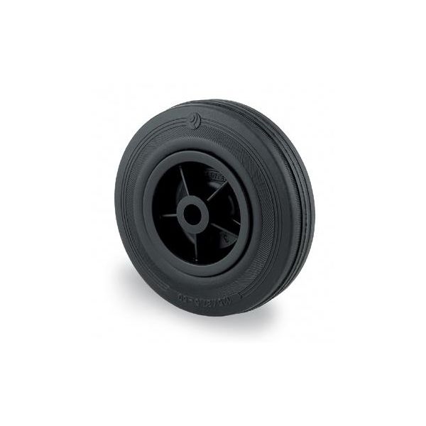 Industrihjul Tente PVO200 massiv gummi, akselhull 20 mm 200 mm