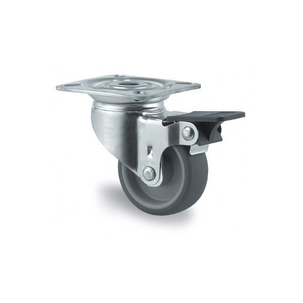 Leddhjul Tente 2475PJI050P40 50 mm, brems, plate 60 x 60 mm