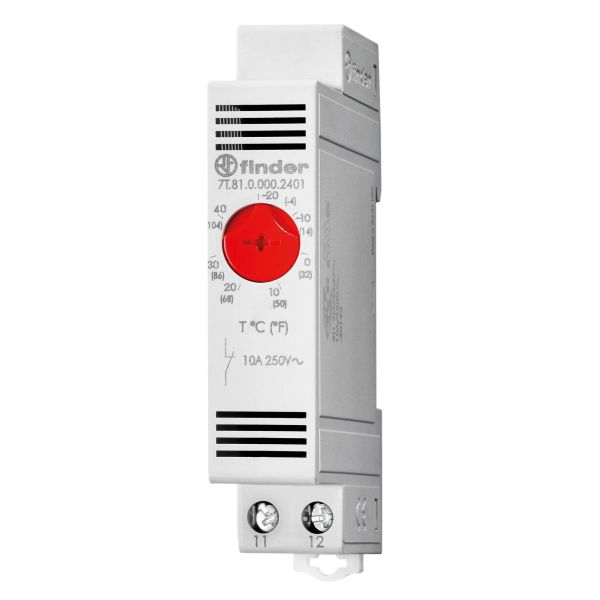 Termostat Finder 7T8100002303 10A, 0-60 °C, med sluttende kontakt