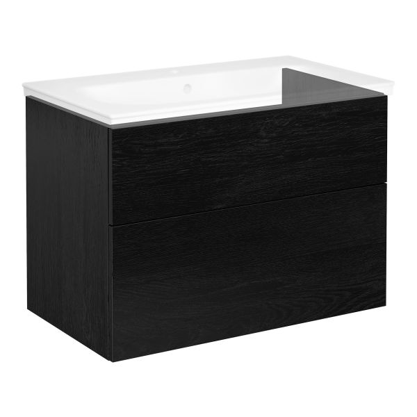 Kommode Gustavsberg Artic glatt, svart, 80 cm, med myklukking