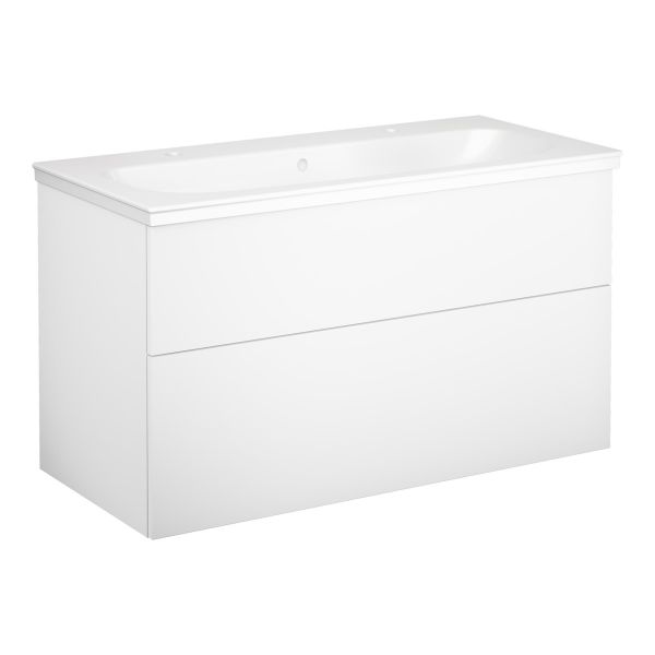 Kommodpaket Gustavsberg Artic grepplist, vit, 100 cm, 2 blandarhål