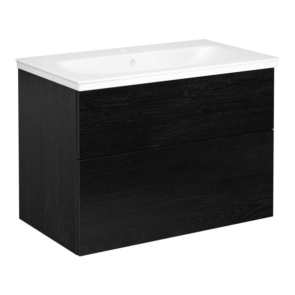 Kommodpaket Gustavsberg Artic slät, svart ek, 80 cm