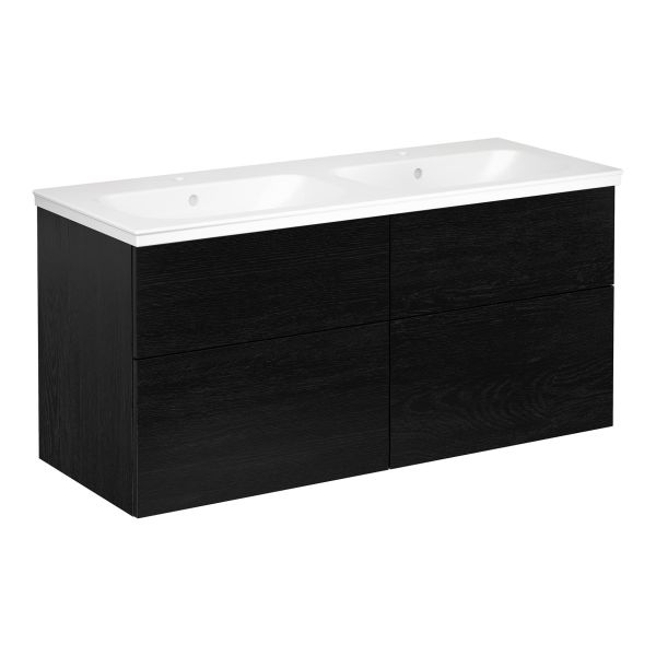 Kommodpaket Gustavsberg Artic grepplist, svart ek, 120 cm, dubbla bassänger