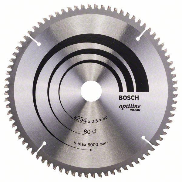 Sågklinga Bosch 2608640437 Optiline Wood 254x2,5x30mm, 80T