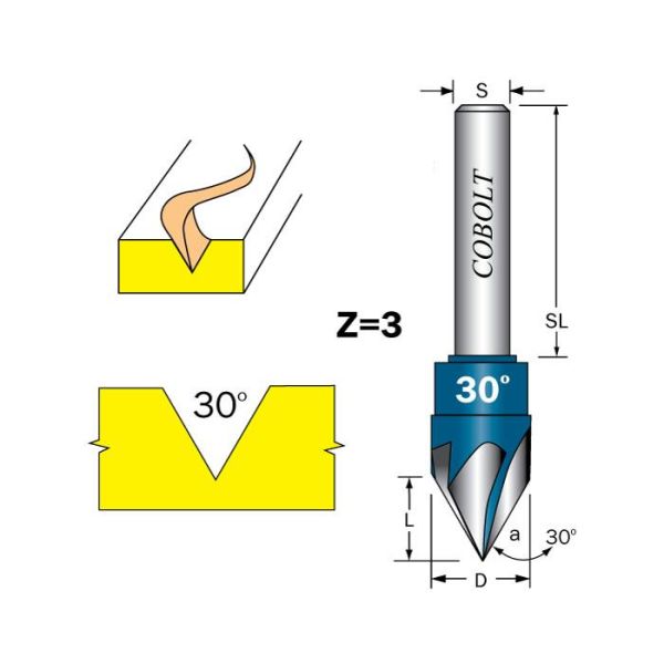 Skiftfres Cobolt 209-000 Z=3, 30 grader
