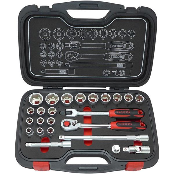 Pipenøkkelsett Tecos T-2024 24 deler, 1/2"