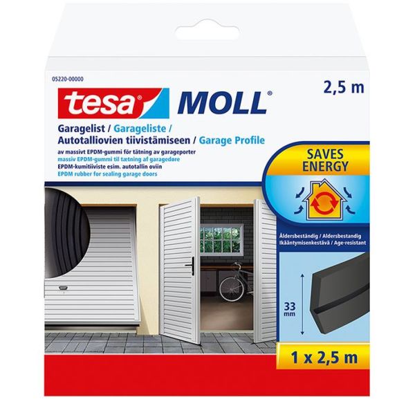 Garasjelist Tesa 05220-00000-01 EPDM, 2,5 m x 33 mm, svart