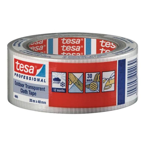 Tekstiltape Tesa 4665 transparent, UV-bestandig, 25 m x 48 mm