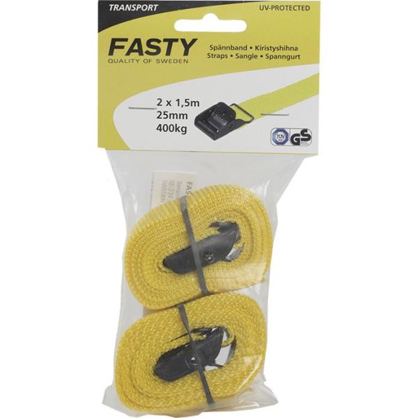 Spännrem Fasty 136 2-pack, transport Gul, 1500 mm