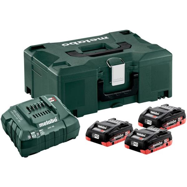 Laddpaket Metabo Bas-set 3st 4,0Ah batterier, laddare och väska